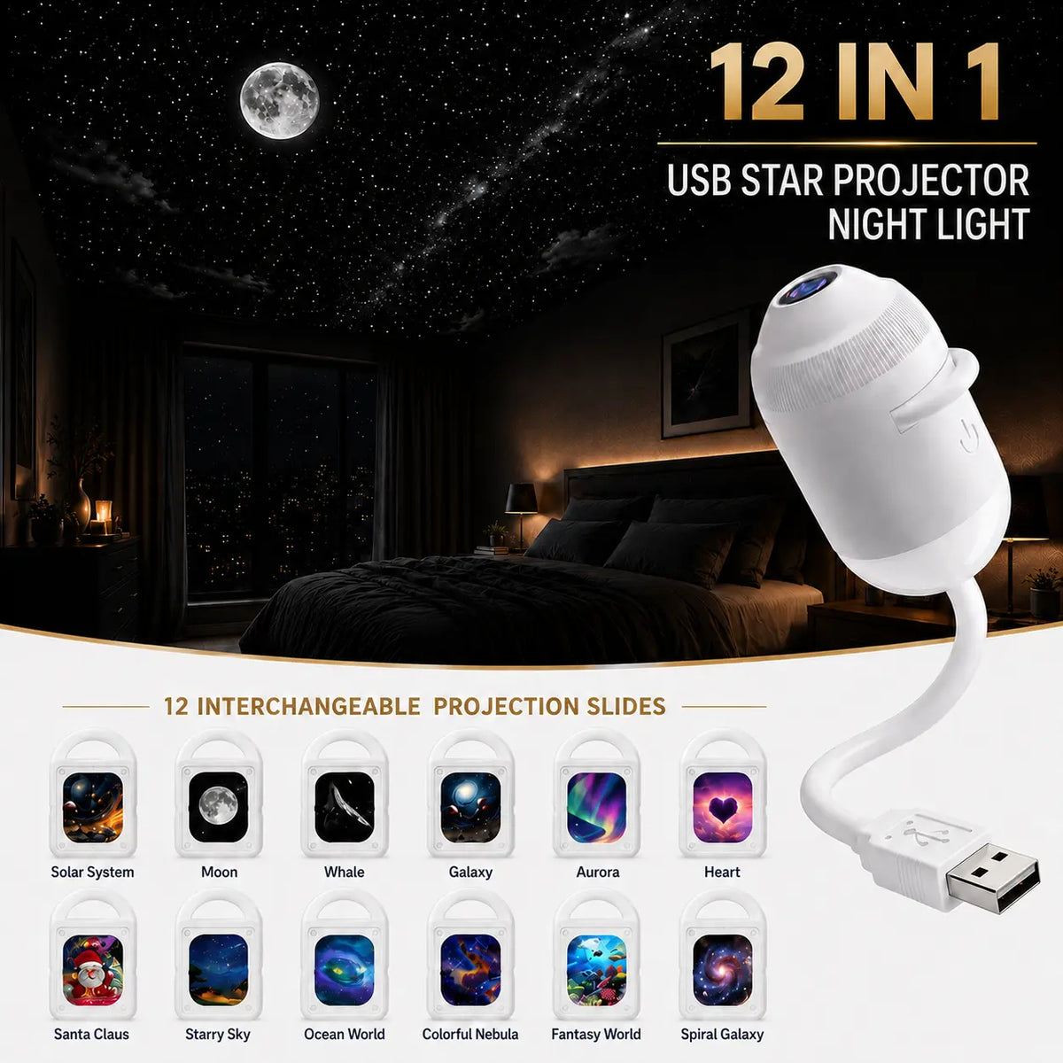 Discover the Magic of the Stars with the 2026 Upgraded 2-In-1 Galaxy Projector Night Light - Perfect for Bedrooms, Kids Rooms, Parties, and Home Decor!