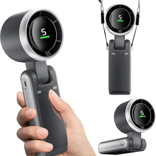 Stay Cool Anywhere: 5-Speed Portable Handheld Turbo Fan with 4000mAh Battery for Up to 10 Hours of Refreshing Air - Perfect for Outdoor Adventures and Travel!