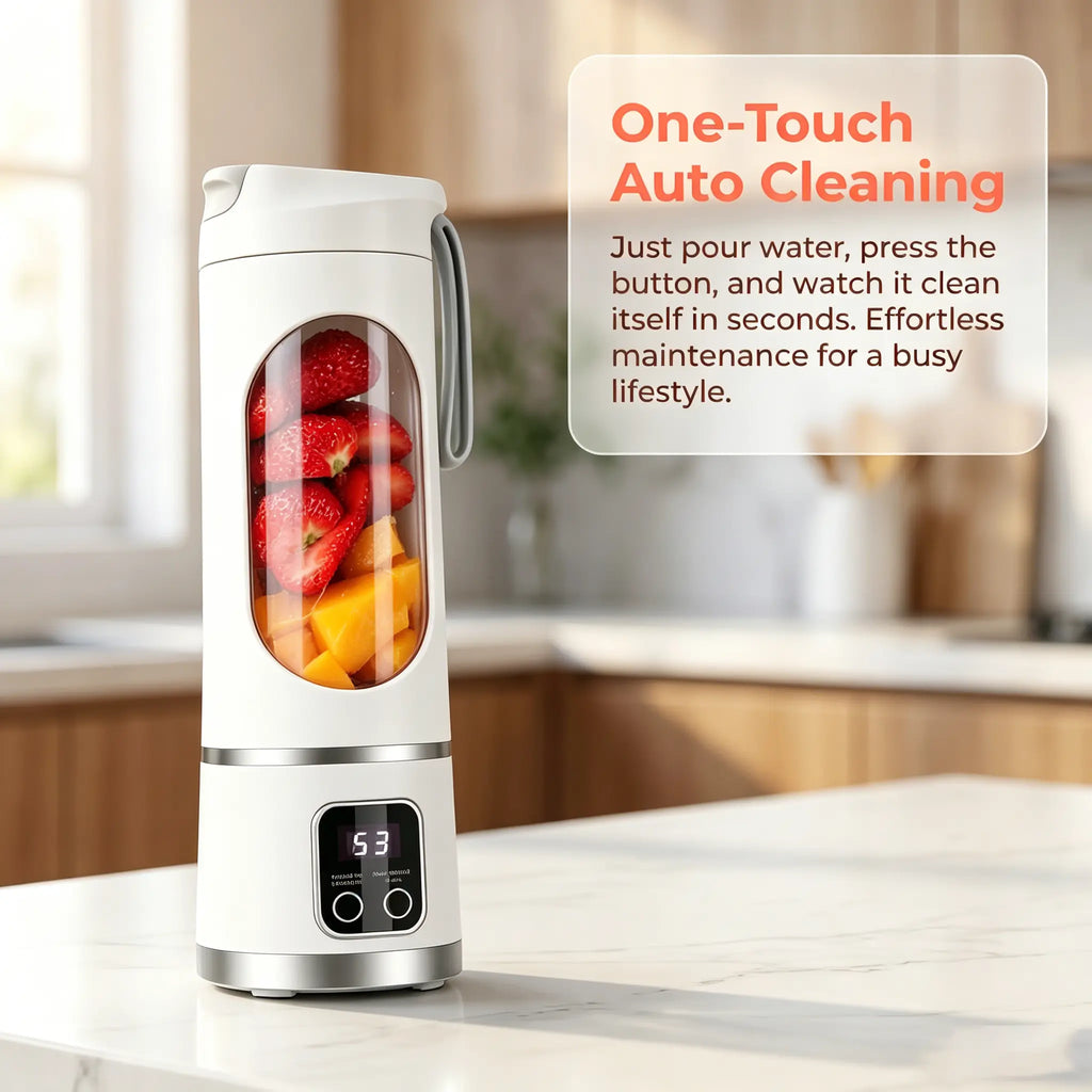 Unleash Your Blending Potential with the Portable 15.22 Oz USB Rechargeable Blender - Perfect for Smoothies & Juices, Featuring LED Display & Durable Design!