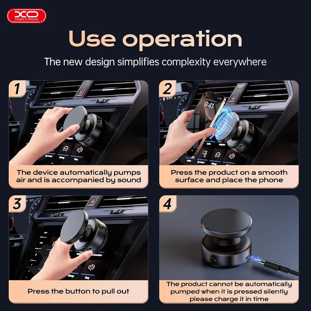 Revolutionary Universal Vacuum Magnetic Mount - 360° Rotating Magnetic Car Phone Holder for All Phones, Perfect for Car, Kitchen, Mirror, and Bath