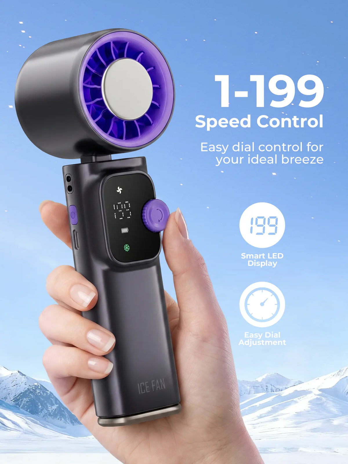 Stay Cool Anywhere: The Ultimate 199-Level Portable Wireless Ice Fan with Adjustable Airflow for Outdoor Adventures