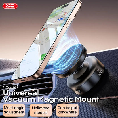 Revolutionary Universal Vacuum Magnetic Mount - 360° Rotating Magnetic Car Phone Holder for All Phones, Perfect for Car, Kitchen, Mirror, and Bath