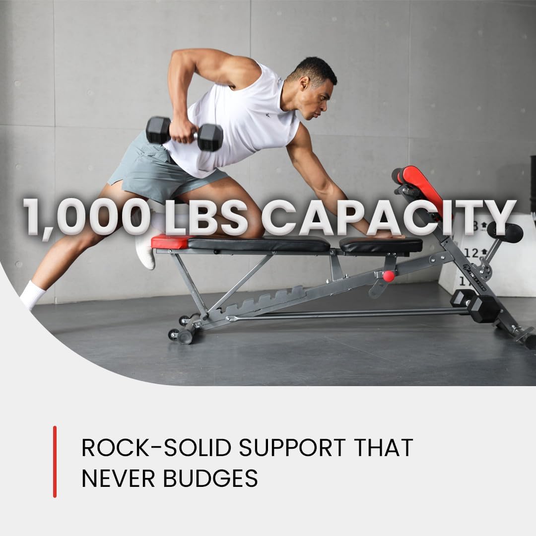 Transform Your Home Workouts with the Finer Form Multi-Functional Adjustable FID Weight Bench & Roman Chair - 1,000 Lb Capacity, 23 Settings for Ultimate Flexibility!