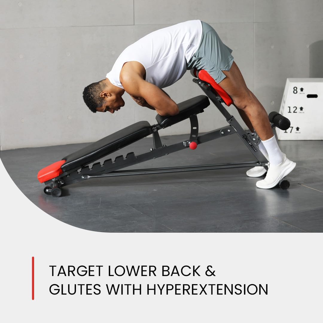 Transform Your Home Workouts with the Finer Form Multi-Functional Adjustable FID Weight Bench & Roman Chair - 1,000 Lb Capacity, 23 Settings for Ultimate Flexibility!