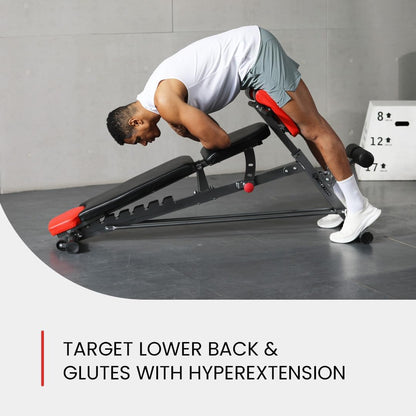 Transform Your Home Workouts with the Finer Form Multi-Functional Adjustable FID Weight Bench & Roman Chair - 1,000 Lb Capacity, 23 Settings for Ultimate Flexibility!