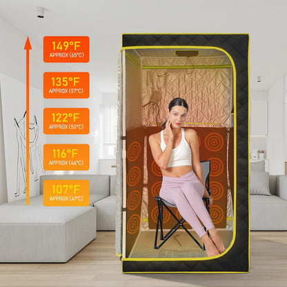 Experience Ultimate Relaxation with the Portable Infrared Sauna - Full Size One Person Tent with Heating Foot Pad and Comfortable Sauna Chair for Detox and Wellness
