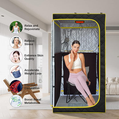 Experience Ultimate Relaxation with the Portable Infrared Sauna - Full Size One Person Tent with Heating Foot Pad and Comfortable Sauna Chair for Detox and Wellness