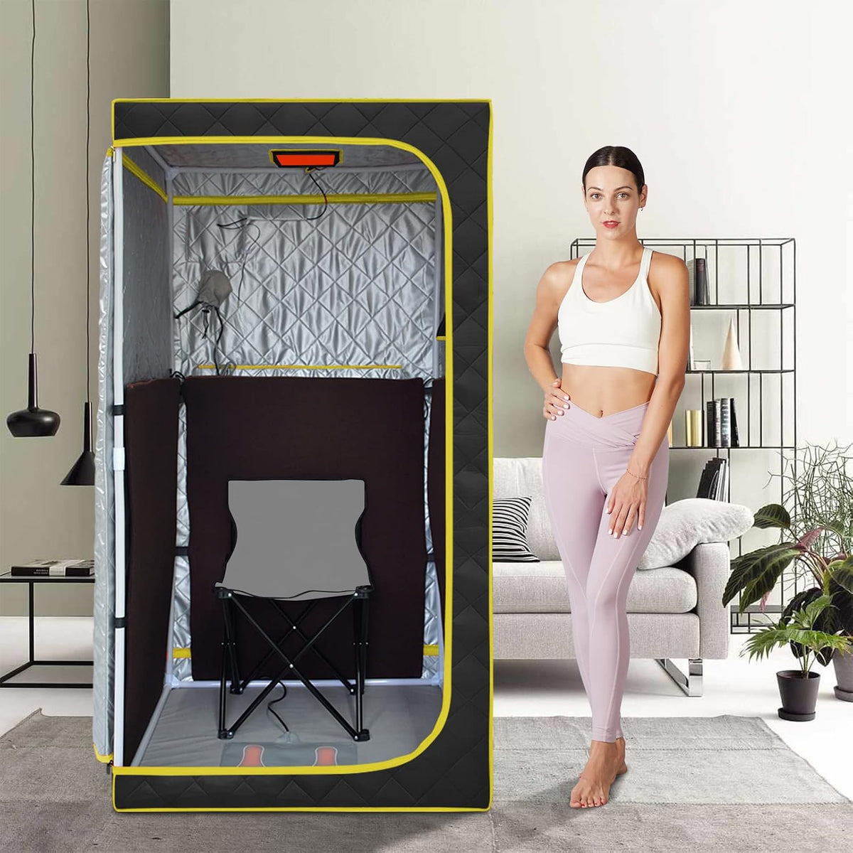 Experience Ultimate Relaxation with the Portable Infrared Sauna - Full Size One Person Tent with Heating Foot Pad and Comfortable Sauna Chair for Detox and Wellness