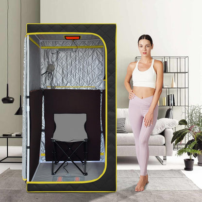 Experience Ultimate Relaxation with the Portable Infrared Sauna - Full Size One Person Tent with Heating Foot Pad and Comfortable Sauna Chair for Detox and Wellness