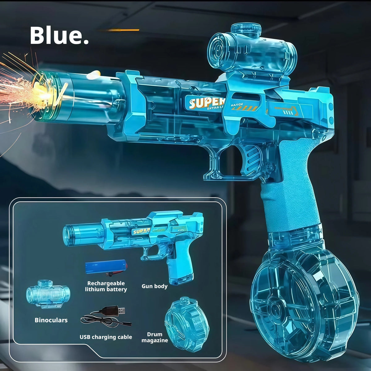 Ultimate Electric Water Gun for Non-Stop Summer Fun - Continuous Shooting with Auto Sensor Lights for Kids!