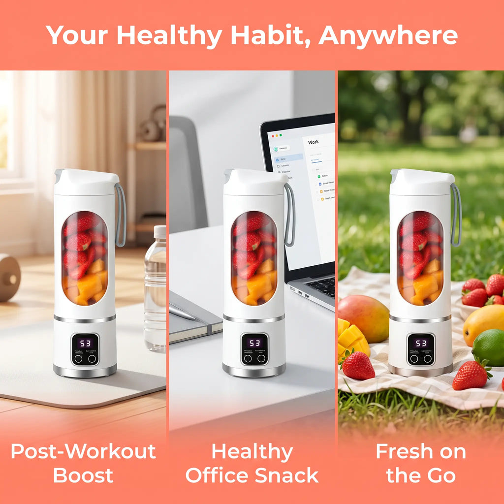 Unleash Your Blending Potential with the Portable 15.22 Oz USB Rechargeable Blender - Perfect for Smoothies & Juices, Featuring LED Display & Durable Design!