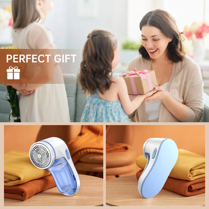 Sentryse Fabric Shaver, Lint Remover Rechargeable, Electric Portable Sweater Defuzzer with 2 Spare Blades, Blue