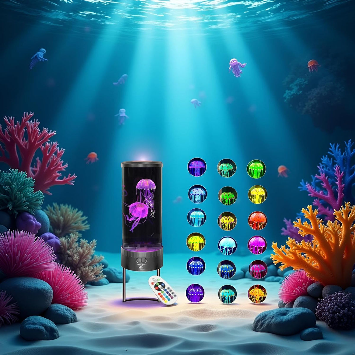 Transform Your Space with the Large LED Jellyfish Lamp - 18 Color Changing LEDs for Ultimate Relaxation and Décor