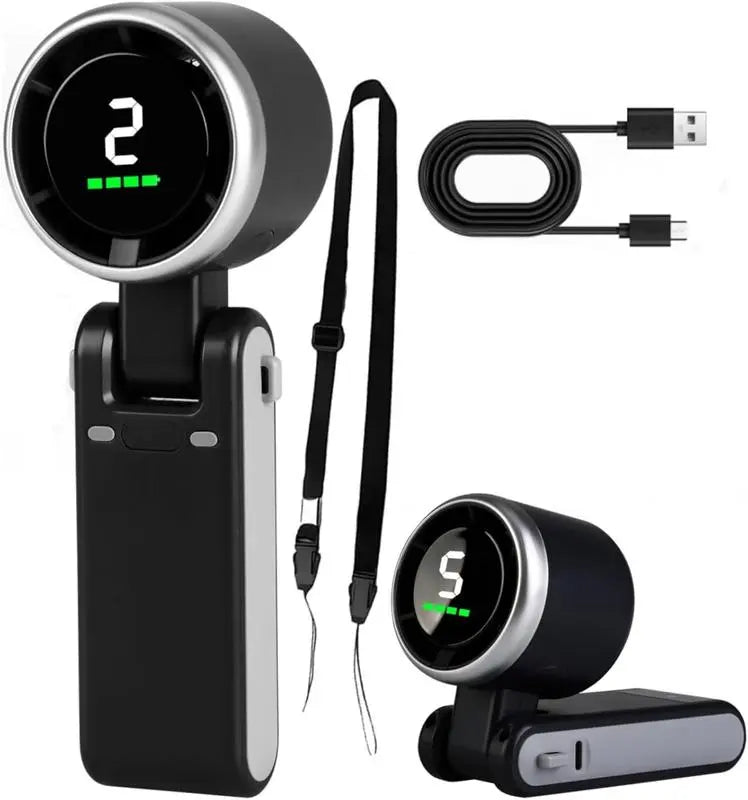 Stay Cool Anywhere: 5-Speed Portable Handheld Turbo Fan with 4000mAh Battery for Up to 10 Hours of Refreshing Air - Perfect for Outdoor Adventures and Travel!