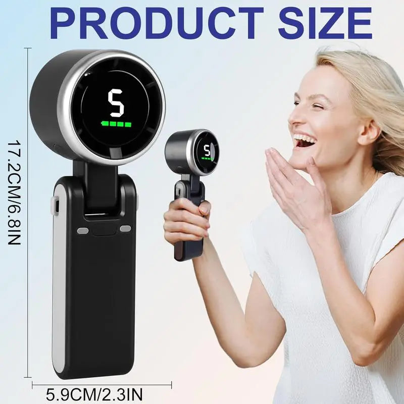 Stay Cool Anywhere: 5-Speed Portable Handheld Turbo Fan with 4000mAh Battery for Up to 10 Hours of Refreshing Air - Perfect for Outdoor Adventures and Travel!