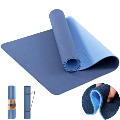 Experience Ultimate Comfort with Our Extra Thick 72" x 24" Non-Slip Yoga Mat - Perfect for Yoga, Pilates, and Workouts - Eco-Friendly TPE Material