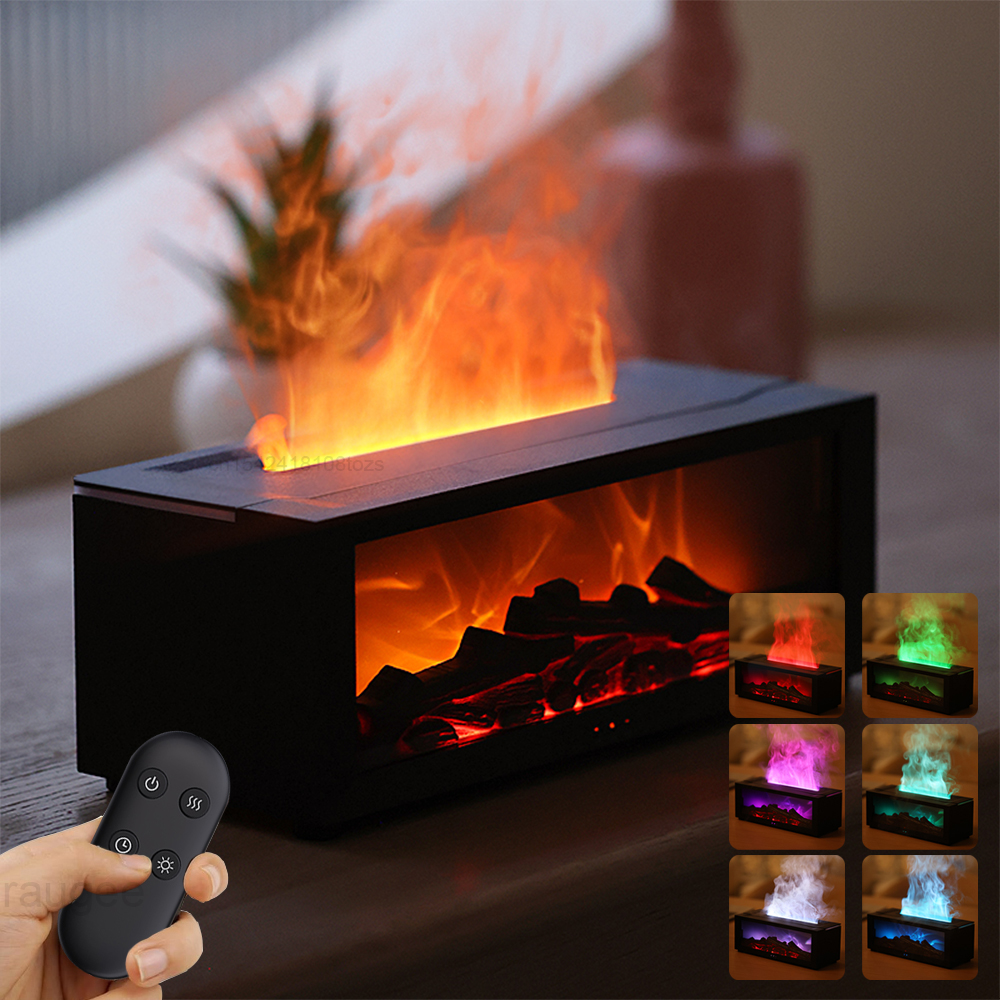 FlameGlow – 3D Flame Effect, 7-Color LED & Essential Oil Humidifier