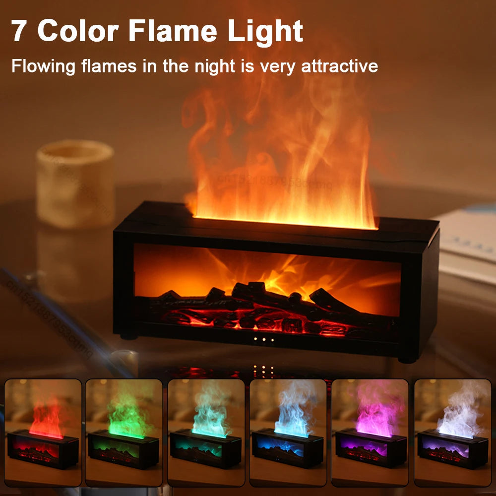 FlameGlow – 3D Flame Effect, 7-Color LED & Essential Oil Humidifier