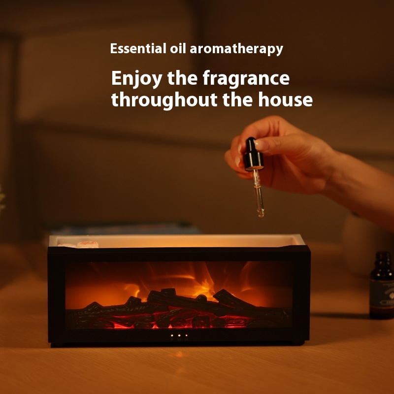 FlameGlow – 3D Flame Effect, 7-Color LED & Essential Oil Humidifier