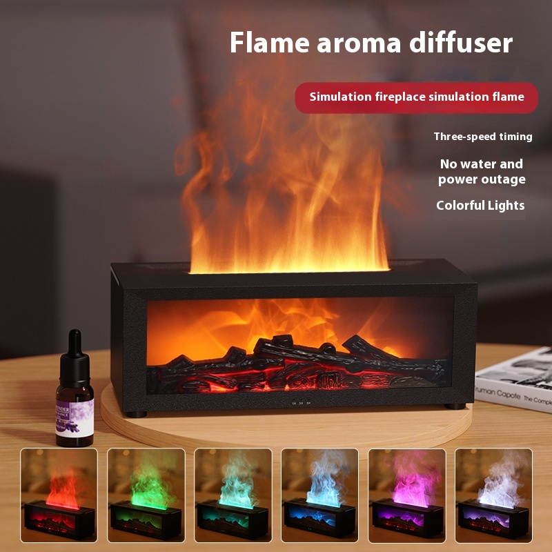 FlameGlow – 3D Flame Effect, 7-Color LED & Essential Oil Humidifier