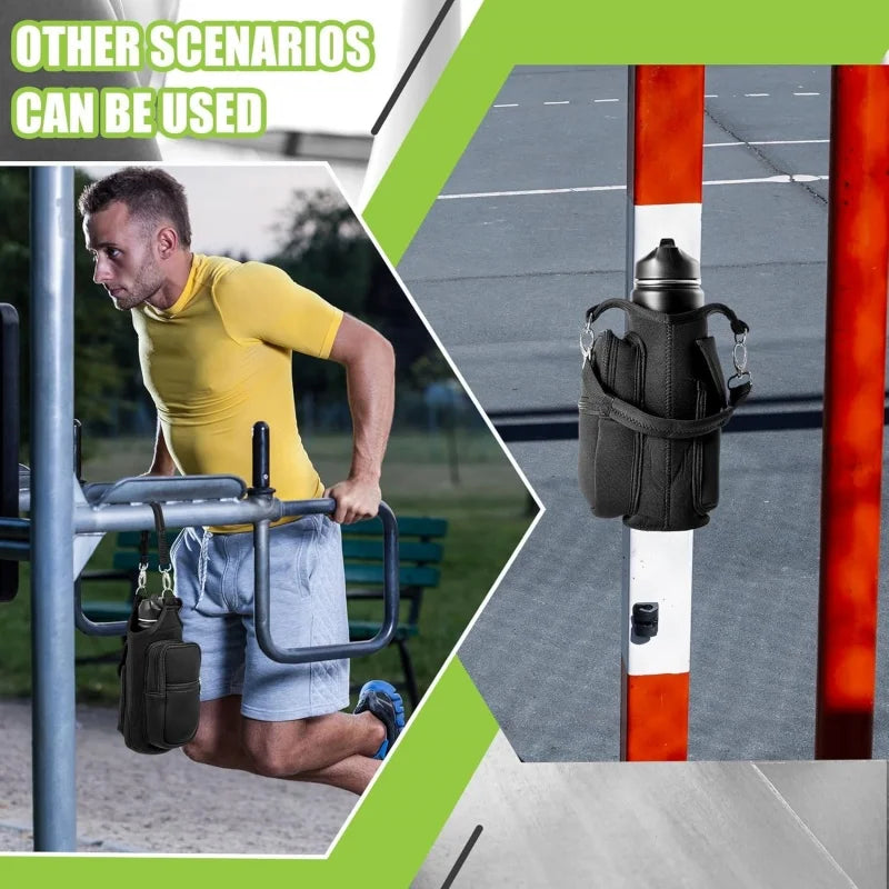 Revolutionary Magnetic Water Bottle Carrier with Phone Pocket and Shoulder Strap - Perfect for Gym and Outdoor Activities!