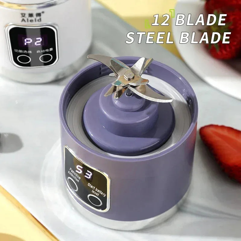 Experience Freshness On-the-Go with Our Portable 450ml Electric Juicer - 12 Powerful Blades for Smoothies and Shakes!