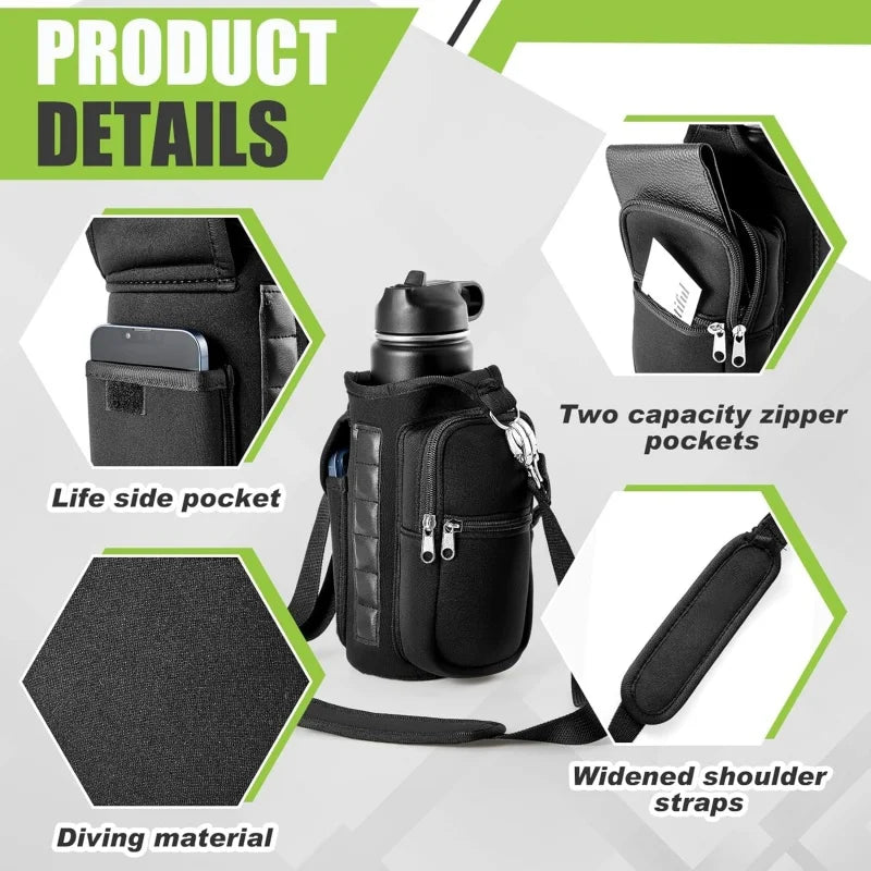 Revolutionary Magnetic Water Bottle Carrier with Phone Pocket and Shoulder Strap - Perfect for Gym and Outdoor Activities!