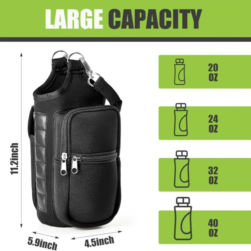 Revolutionary Magnetic Water Bottle Carrier with Phone Pocket and Shoulder Strap - Perfect for Gym and Outdoor Activities!
