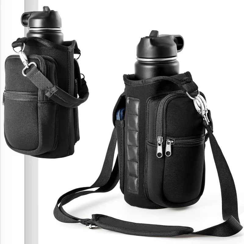 Revolutionary Magnetic Water Bottle Carrier with Phone Pocket and Shoulder Strap - Perfect for Gym and Outdoor Activities!