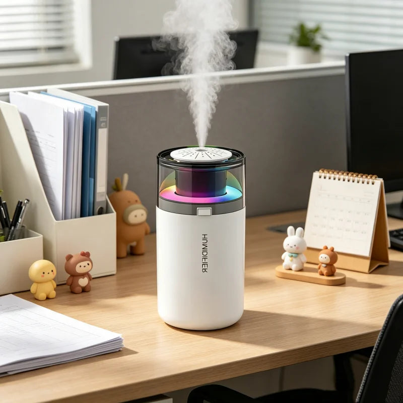 Transform Your Space with Our High Mist Output USB Humidifier - The Ultimate Quiet Air Purifier & Aroma Diffuser for Your Desk or Dorm!