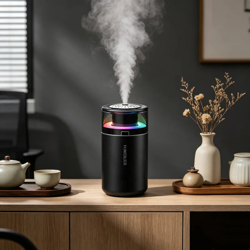 Transform Your Space with Our High Mist Output USB Humidifier - The Ultimate Quiet Air Purifier & Aroma Diffuser for Your Desk or Dorm!