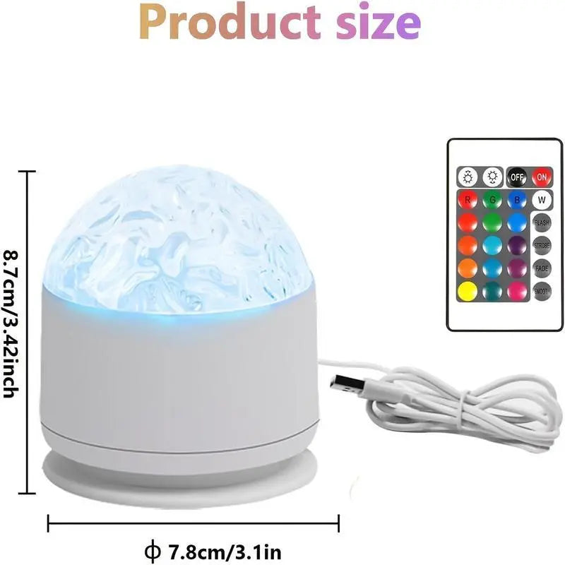 Dome Projector Night Light, 2-In-1 Home Accessory with Aurora & Water Ripple Lenses, 16-Color Rotating LED for Room Decor with Remote, Cool Stuff for Room, Remote Control, Cute Room Stuff