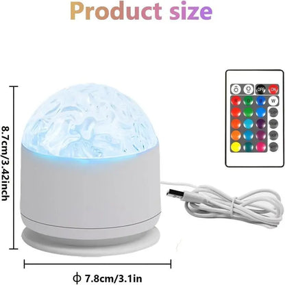 Dome Projector Night Light, 2-In-1 Home Accessory with Aurora & Water Ripple Lenses, 16-Color Rotating LED for Room Decor with Remote, Cool Stuff for Room, Remote Control, Cute Room Stuff