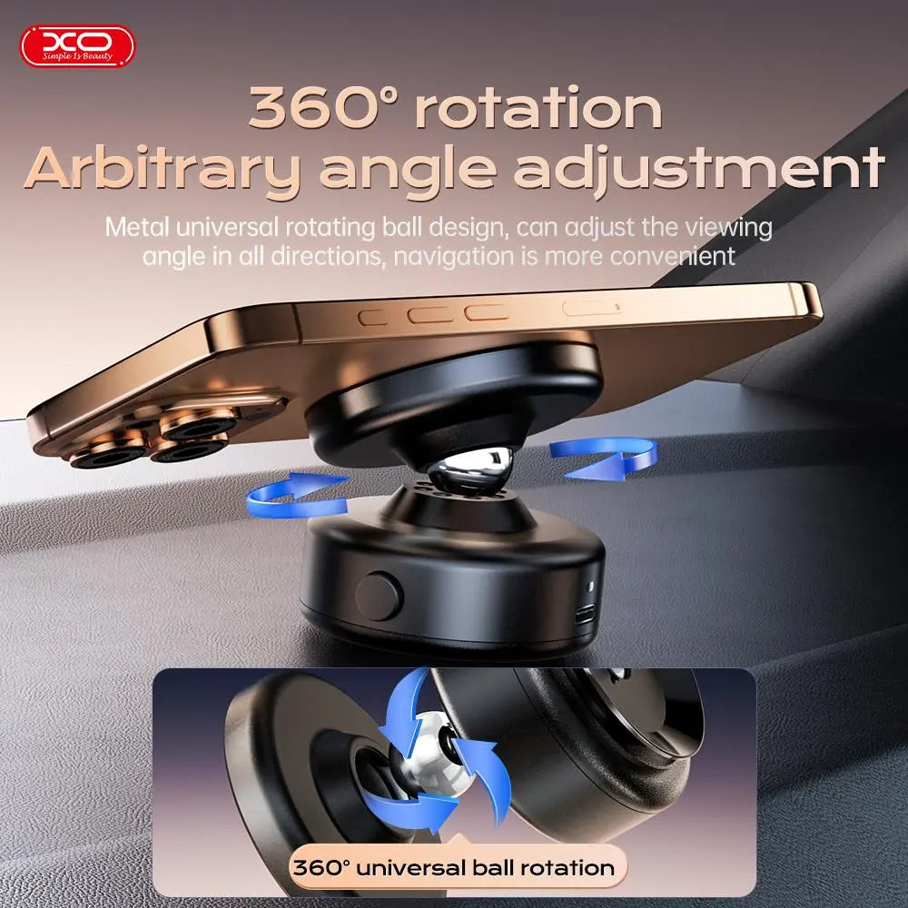 Revolutionary Universal Vacuum Magnetic Mount - 360° Rotating Magnetic Car Phone Holder for All Phones, Perfect for Car, Kitchen, Mirror, and Bath