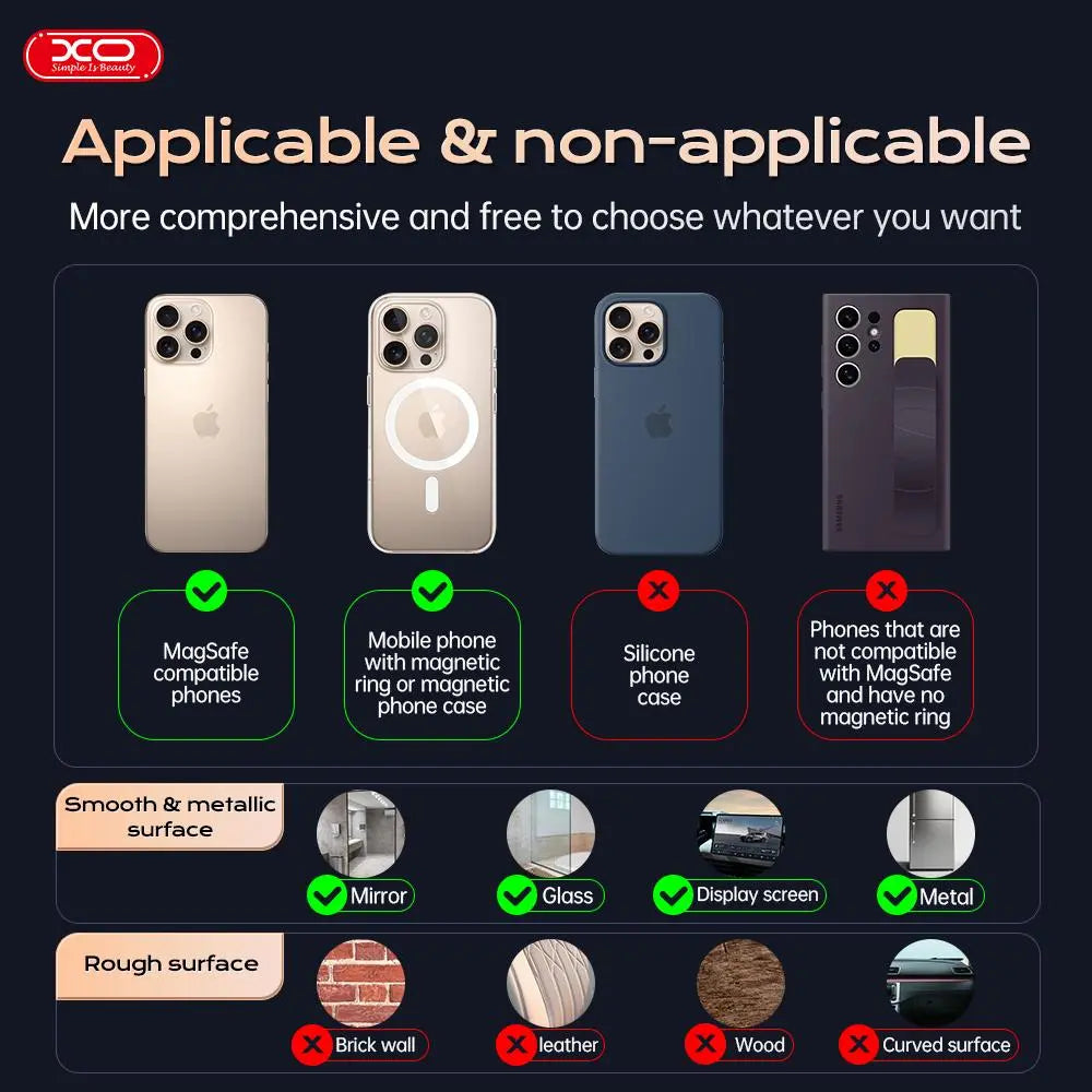 Revolutionary Universal Vacuum Magnetic Mount - 360° Rotating Magnetic Car Phone Holder for All Phones, Perfect for Car, Kitchen, Mirror, and Bath