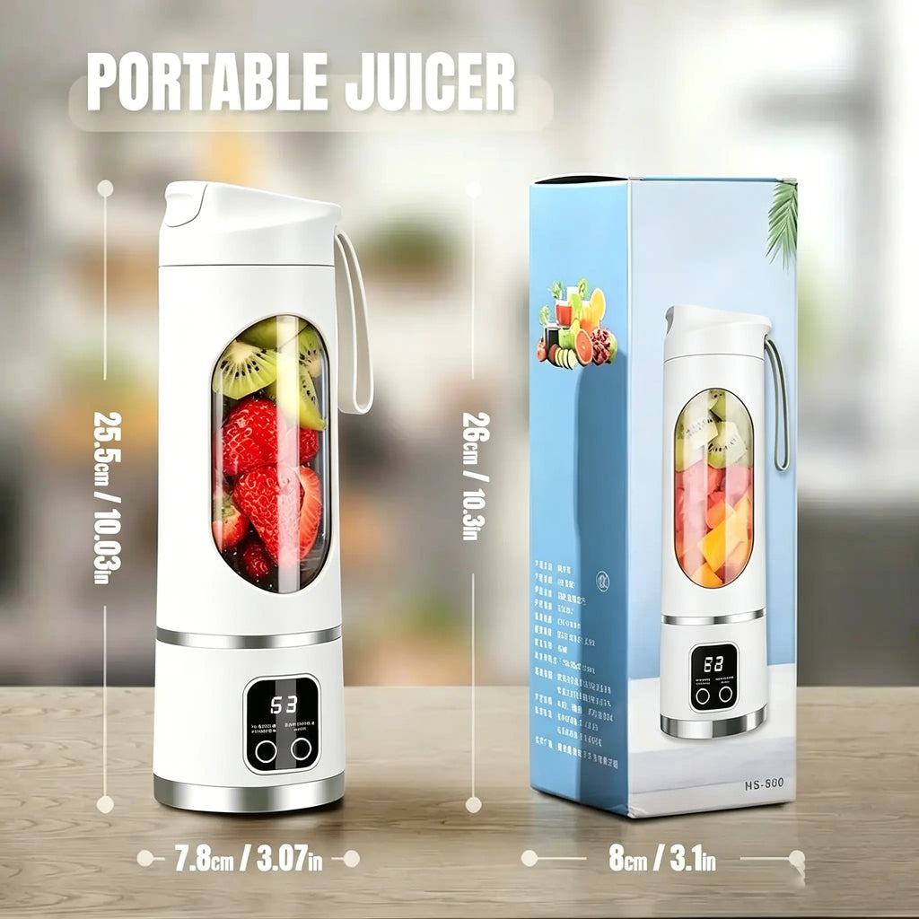 Unleash Your Blending Potential with the Portable 15.22 Oz USB Rechargeable Blender - Perfect for Smoothies & Juices, Featuring LED Display & Durable Design!
