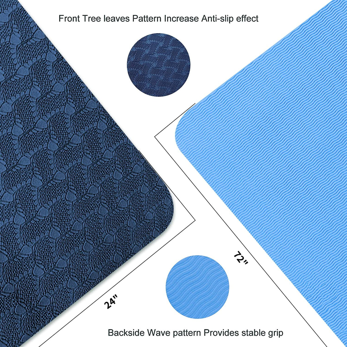 Experience Ultimate Comfort with Our Extra Thick 72" x 24" Non-Slip Yoga Mat - Perfect for Yoga, Pilates, and Workouts - Eco-Friendly TPE Material