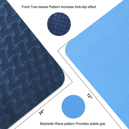 Experience Ultimate Comfort with Our Extra Thick 72" x 24" Non-Slip Yoga Mat - Perfect for Yoga, Pilates, and Workouts - Eco-Friendly TPE Material